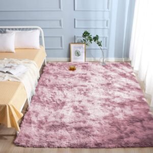 ラグマット カーペット 120x160cm おしゃれな北欧風シャギーラグ 全厚約5cm 洗えるラグ 滑り止め付き 極厚毛足約4cm ふわっとした手触り 防音絨毯 オールシーズン快適に使用 長方形 ROCYJULIN（ピンク 約1.5畳 ）