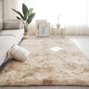 ラグマット カーペット 120x160cm おしゃれな北欧風シャギーラグ 全厚約5cm 洗えるラグ 滑り止め付き 極厚毛足約4cm ふわっとした手触り 防音絨毯 オールシーズン快適に使用 長方形 ROCYJULIN（ブラウン 約1.5畳 ）