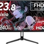 Pixio PX249 Wave ゲーミング モニター 23.8インチ 240Hz FHD IPS ブラック 1ms GTG HDR対応 FreeSync Flicker-Free ブルーライトカット スリムベゼル HDMI対応 1920×1080