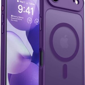 CANSHN iPhone Air 用 ケース Magsafe対応 カメラ周辺保護 ワイヤレス充電 あいふおん Air 用 ケース 耐衝撃 エアガードコーナー 傷つき防止 指紋防止 リング マグネット搭載 半透明マット仕上げ アイフォンAir 用 カバー- ディープパープル