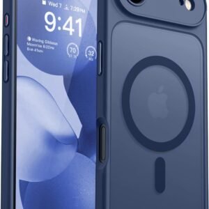 CANSHN iPhone Air 用 ケース Magsafe対応 カメラ周辺保護 ワイヤレス充電 あいふおん Air 用 ケース 耐衝撃 エアガードコーナー 傷つき防止 指紋防止 リング マグネット搭載 半透明マット仕上げ アイフォンAir 用 カバー- ディープブルー