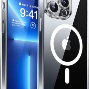 CANSHN iPhone 13 Pro 用 ケース Magsafe対応 カメラ周辺保護 ワイヤレス充電 あいふおん 13 Pro 用 ケース 耐衝撃 エアガードコーナー 傷つき防止 指紋防止 リング マグネット搭載 アイフォン 13 Pro 用 カバー- 透明