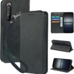 seninhi 対応 Xperia 1 II SO-51A SOG01 用の ケース 手帳型 ソニーエクスペリア 1 II スマホケース 携帯ケース 職人仕様 手縫い革ケース 手帳型ケース スタンド機能付き 財布型 360度保護 耐衝撃 カード収納 レザー 多機能 ベルトループ付き‌ おしゃれ 携帯カバー ブラック XNWX12PG