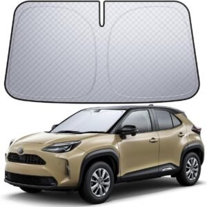 【6層断熱素材】 Lamicall トヨタ 新型 ヤリスクロス フロントガラス サンシェード: 車サンシェード 日除け 車 クルマ フロントサンシェード, 車用 フロントガラス サンシェード 折り畳み式 カーシェード 断熱 カー用品 遮光 遮熱 uvカット 紫外線遮蔽 フロントサンシェード さんしえーど 擦り傷防止 断熱素材 暑さ対策 頑丈 収納ポーチ付き