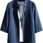 [FUZHIHUA] シャツ メンズ 七分袖 夏服 半袖 おしゃれ カジュアル ゆったり 無地 大きいサイズ カジュアルシャツ お洒落 トップス 軽い 通気 柔らかい 人気 服