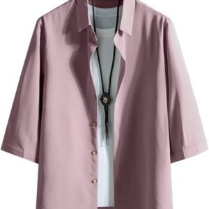 [FUZHIHUA] シャツ メンズ 七分袖 夏服 半袖 おしゃれ カジュアル ゆったり 無地 大きいサイズ カジュアルシャツ お洒落 トップス 軽い 通気 柔らかい 人気 服
