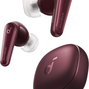Anker Soundcore Liberty 4（ワイヤレスイヤホン Bluetooth 5.3）【完全ワイヤレスイヤホン/ウルトラノイズキャンセリング 2.0 / 3Dオーディオ / ワイヤレス充電/マルチポイント接続/外音取り込み / 最大28時間再生 / ハイレゾ / IPX4防水規格 / ヘルスモニタリング/PSE技術基準適合】ワインレッド