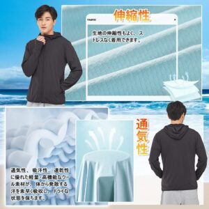 [DMFU] ラッシュガード ラッシュパーカー メンズ 夏服 UV カットパーカー 接触冷感 涼しい 軽量 通気性 無地 体型カバー 長袖 フード付き UPF50+ 夏 アウター 日焼け対策ウェア 薄手