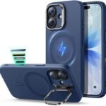 【デザイン受賞シリーズ！】ESR iPhone 17 ケース MagSafe対応 カメラボタン付き 隠しスタンド 調整可能 3倍米軍MIL規格 ワイヤレス充電対応 エアガードコーナー 耐衝撃 傷防止 軽量 スマホケース 高級柔らかな素材 雲のような肌触り いphone17ケース アイフォン17専用Cloudシリーズ(ブルー)