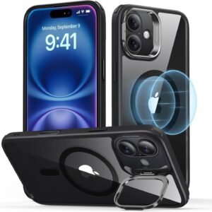 【デザイン受賞シリーズ！】ESR iPhone 16 ケース Magsafe対応米軍MIL規格の保護 耐黄変 耐衝撃 隠れスタンド iPhone16用スマホケース 傷防止背面 iPhone16 ケース対応 アイフォン16 ケース いphone16 ケース対応 Classicシリーズ クリア_ブラック
