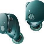 オーディオテクニカ ATH-CKS50TW2 GR(E) ワイヤレスイヤホン Bluetooth 5.3 ノイズキャンセリング 重低音 LE Audio対応 オリジナルステッカー付き マグネティックスイッチ機能 最大約65時間再生 IP55 防水防塵 マルチポイント対応 置き忘れアラート ヒアスルー 低遅延モード 急速充電 Qiワイヤレス充電対応 グリーン