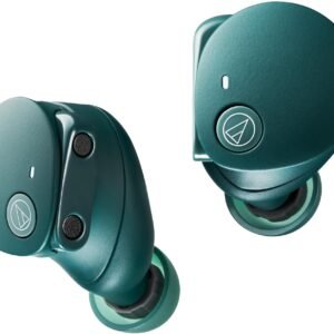 オーディオテクニカ ATH-CKS50TW2 GR(E) ワイヤレスイヤホン Bluetooth 5.3 ノイズキャンセリング 重低音 LE Audio対応 オリジナルステッカー付き マグネティックスイッチ機能 最大約65時間再生 IP55 防水防塵 マルチポイント対応 置き忘れアラート ヒアスルー 低遅延モード 急速充電 Qiワイヤレス充電対応 グリーン