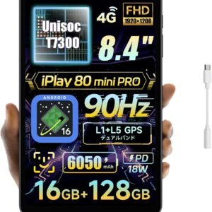 ALLDOCUBE iPlay 80 mini Pro タブレット 8.4インチ UNISOC T7300 Android16 タブレットアンドロイド 顔認証 90Hz 4GLTE 1920×1200解像度 16GB+128GB 6050mAh PD18W WidevineL1 ジャイロ 電子コンパス WiFi6 BT5.4