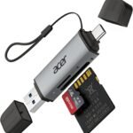 Acer SDカードリーダー【2-in-1】マイクロSD カードリーダー Type-C & USB 3.0 超高速転送 OTG対応 Android タブレット/スマホ/iPhone 17・16・15シリーズ/ Windows PC/Linux/MacBook Neo/iPad Air Pro/Chromebook適用 microSD SDXC SDHC MMC RS-MMC対応