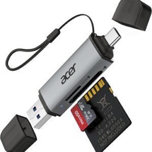 Acer SDカードリーダー【2-in-1】マイクロSD カードリーダー Type-C & USB 3.0 超高速転送 OTG対応 Android タブレット/スマホ/iPhone 17・16・15シリーズ/ Windows PC/Linux/MacBook Neo/iPad Air Pro/Chromebook適用 microSD SDXC SDHC MMC RS-MMC対応