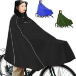 [Andake] レインコート 自転車カッパ ポンチョ レディース メンズ 兼用 軽量 収納ポケット搭載 携帯に便利 コンパクト折りたたみ式 防風防水/通勤通学対応 自転車用雨がっぱ(ナイトブラック)