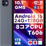 Android 15 タブレット【 10.1インチ大画面＆AI最適化OS】 タブレット 24GB+128GB 1TB拡張 GMS認証済 高性能8コアCPUT606 + G57 GPU 薄型＆軽量 アンドロイドタブレット 6000mAh大容量バッテリー Type-C充電 OTG対応 1280*800解像度 WidevineL1 Incell IPS画面 Bluetooth対応 Wi-Fiモデル