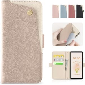 CASSYOOK for xperia 1 vi ケース 手帳型 エクスペリア1 vi ケース カバー カードポケット付き so51e/sog13 ケース 手帳型 全面保護 カード収納 横置きスタンド機能 高級PUレザー おしゃれ 上質な手触り 擦り傷防止 Xperia 1 6 ケース(アプリコット)
