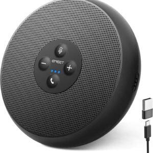 EMEET スピーカーフォン Zoom認証 360˚全方向集音 会議用マイクスピーカー 双方向通話 ノイズキャンセリング 全指向性集音マイク 5-8人会議対応 Skype/Zoom/Facetime/Wechat通話アプリ対応 USB C/USB A接続 オンライン会議/ウェブ会議/ビデオ会議/在宅勤務/テレワーク/オンライン教育用 M1A ブラック