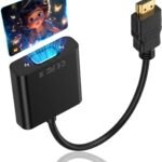 HDMI-VGA (D-SUB) 変換アダプタ 1080pフルHD対応 vga hdmi 変換アダプタ （逆方向非対応/パッシブ/非パワー） 金メッキコネクタ ノートパソコン デスクトップPC モニター ディスプレイ プロジェクター HTV Chromebook Raspberry Pi Roku に用 【 1個 ブラック 】
