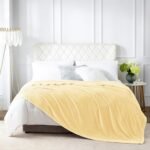 Hansleep 毛布 もうふ 黄色 ダブル ブランケット 大きめ 200x220cm 大判 グレー マイクロファイバー 柔らかく 肌触り フランネル 洗える 軽量 静電防止 四季適用 (200x220,イェロー)