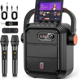 JYX ワイヤレスマイク スピーカーセット 拡声器 Bluetooth 5.0対応 低音強化機能搭載 充電式 ポータブル ホームパーティー、カラオケ、街頭スピーチ、会議 、学校行事、セミナー、室外、防災、路上ライブ、イベントなどに適用