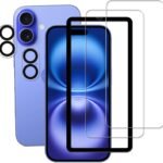 KPNS iphone 16 ガラスフィルム【2+2枚セット】ガイド枠付き 日本素材製 強化ガラス iPhone16 用 ガラスフィルム カメラフィルム カバー アイホン16 保護フィルム