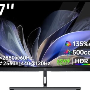 KTC 27インチ 5Kモニター 5120*2880@60HZ/2560*1440@120Hz(デュアルモード切替) IPSパネル 60W Type-C×1 500 cd/m² HDR400 2000:1コントラスト比 sRGB135%ボリューム DCI-P3108% Adaptive Sync対応 ブルーライト軽減 HDMI2.0×1 DP 1.4×1チルト可能 PCモニター H27P3