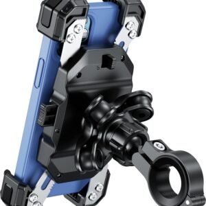 Kaedear(カエディア) バイク スマホホルダー 振動吸収 バイク用スマホホルダー 携帯ホルダー ファイバー強化樹脂&アルミ ハンドル/ミラー 原付 オートバイ 自転車/高い脱着操作性/スマホ厚さ15mmまで/縦長スマホ対応/カメラ突き出し対応/スマホリング非対応/メタルアーム/ロック機構/全方向振動吸収AIR/クイックホールドⅡ Airアブソーバー KDR-M11CPJ-BK