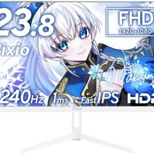 Pixio PX249 Wave White ゲーミングモニター 23.8インチ 240Hz FHD IPS ホワイト 1ms GTG HDR対応 FreeSync Flicker-Free ブルーライトカット スリムベゼル HDMI対応 1920×1080