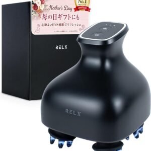 RELX 【AbemaTVで紹介】 EMS ヘッドスパ IPX7防水【日本企業企画】美容家電 頭皮ブラシ 頭皮ケア ギフト 母の日 プレゼント スカルプケア (マットブラック)
