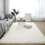 ROCYJULIN ラグマット カーペット 120x160cm 全厚約5cm おしゃれな北欧風シャギーラグ 極厚ウレタンフォーム15ｍｍ 洗えるラグ 滑り止め付き ふわっとした手触り 防音絨毯 オールシーズン快適に使用 長方形 ROCYJULIN（アイボリー 約1.5畳 ）
