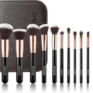 SIXPLUS シックスプラス 11本メイクブラシセット 貴族ゴールド クラシックシリーズ メイクブラシ 化粧ブラシ エレガンス 柔らかい 化粧ポーチ付き ブラック