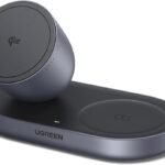 UGREEN Zapix ワイヤレス充電器 MagSafe 15W Qi2認証 2-in-1 イヤホン iPhone ワイヤレス充電 マグネット式【卓上用/48°絶妙な視角 】 iPhone 17/16/15/14/13/12シリーズ & AirPods対応 1mケーブル付き