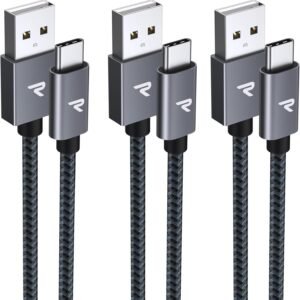 【1m+1m+2m 3本/黒】RAMPOW usb c ケーブル タイプc ケーブル 15W QC3.0対応高速充電 USB-C & USB-A 2.0規格データ転送 iPhone17/Air/17e/16/16e/15 シリーズ 充電 Xperia/Galaxy/Pixel/Asus Zenfone/Fujitsu Arrows/PS5コントローラー/iPad タイプc多機種対応 在宅勤務支援