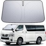【6層断熱素材】 Lamicall トヨタ ハイエース 200系標準ボディ フロントガラス サンシェード: 車サンシェード 日除け 車 クルマ フロントサンシェード 車用 フロントガラス サンシェード 折り畳み式 カーシェード カー用品 遮光 遮熱 uvカット 紫外線遮蔽 さんしえーど 擦り傷防止 断熱素材 暑さ対策 頑丈 収納ポーチ付き