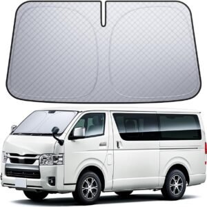 【6層断熱素材】 Lamicall トヨタ ハイエース 200系標準ボディ フロントガラス サンシェード: 車サンシェード 日除け 車 クルマ フロントサンシェード 車用 フロントガラス サンシェード 折り畳み式 カーシェード カー用品 遮光 遮熱 uvカット 紫外線遮蔽 さんしえーど 擦り傷防止 断熱素材 暑さ対策 頑丈 収納ポーチ付き