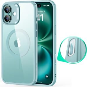【カメラコントロール・3倍米軍MIL規格】ESR iPhone 16 Plus ケース MagSafe対応 iphone16plus用 耐衝撃 軍用規格保護 iphone16プラス 用 マグネットスマホ用 いphone16plusケース Classicハイブリッド(HaloLock) クリア_グリーン