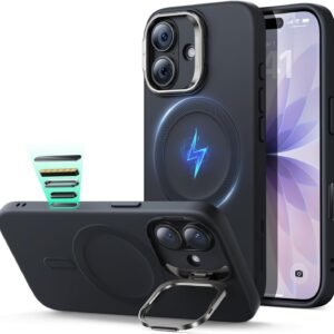 【デザイン受賞シリーズ！】ESR iPhone 17 ケース MagSafe対応 カメラボタン付き 隠しスタンド 調整可能 3倍米軍MIL規格 ワイヤレス充電対応 エアガードコーナー 耐衝撃 傷防止 軽量 スマホケース 高級柔らかな素材 雲のような肌触り いphone17ケース アイフォン17専用Cloudシリーズ(ブラック)