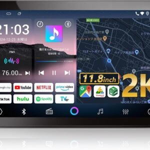 【公式】PORMIDOAUTO 11.8インチ 2K大画面QLED液晶 Androidカーナビ：8コア6＋128GB【Youtube、Netflixなどネット動画が視聴できるディスプレイオーディオ】ワイヤレスCparPlay/Android Auto/ミラ―リング対応 1DINカーオーディオ Bluetooth/FM AM/DSP/GPS搭載 USB動画音楽再生 バック連動 技適取得済み【G10】