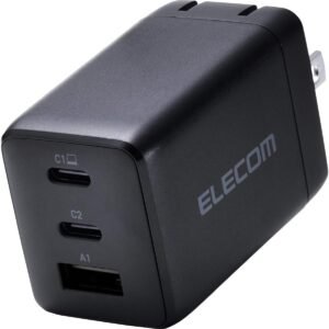 エレコム 充電器 合計65W 3ポート Type-C USB-A USB PD対応 スイング式プラグ採用 ブラック EC-AC10367BK