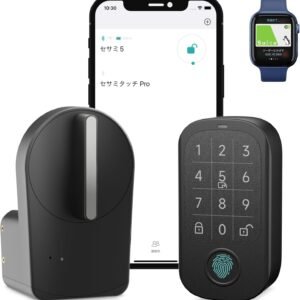 キャンディハウス(Candy House) セサミ5+セサミタッチ2Pro スマートロック ブラック 後付け型 指紋認証 ICカードリーダー 暗証番号