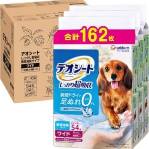 デオシート しっかり超吸収(おしっこ5回分) 無香消臭 ワイド 162枚(54枚×3袋) 犬用 トイレシート [ケース品]【Amazon.co.jp限定】
