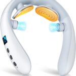 ネックケア 首 リラクゼーション器 【2026母の日ギフトに】 EMS & TENSのW効果・加温・振動機能 首元ケア 首元リフレッシュ TYPE-C充電式 静音 軽量 小型 10種類モード 16段階強度調整 自動オフ機能 液晶ディスプレイ 簡単操作 記念日 誕生日プレゼント 男女兼用 日本語説明書付 (ホワイトｘグレー)