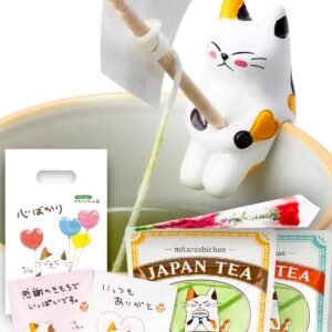 母の日 猫グッズ 紅茶 ギフト 女性 母 プレゼント フィギュア付き 静岡産 ティーバッグ ミニカーネーション（造花）付 はちみつ 緑茶5包 和紅茶5包