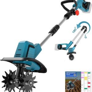電動耕運機 充電式耕うん機 家庭用 18vマキタ電池互換 850W強力ブラシレスモーター(耕運幅255mm/耕深220mm)コードレス ミニ管理機 小型 軽量 女性でも簡単操作 カルチベーター 無段階変速(伸縮・折りたたみ式収納便利・組み立ても簡単・刃の耐久性強) 家庭菜園・水田畑・農業土耕す 日本語説明書付き(本体)