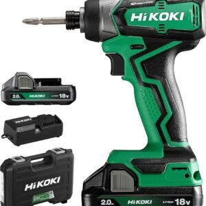 【Amazon.co.jp限定】HiKOKI(ハイコーキ) 18V インパクトドライバー WH18DD 初回修理保証 2.0Ahバッテリー2個、充電器、ケース付 電動ドライバー WH18DD(2BG)
