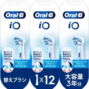 【Amazon.co.jp 限定】ブラウン オーラルB iO 電動歯ブラシ専用替ブラシ アルティメイトクリーン ホワイト 12本 大容量パック IORBCW-12EL