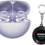 HUAWEI FreeClip ワイヤレスイヤホン Bluetooth オープンイヤー イヤーカフ型 パープル + 【Amazon.co.jp限定】[The Music] キーチェーン ミュージックキーホルダー ブルー フリー