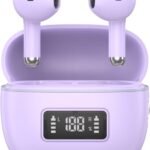 Bluetoothイヤホン ワイヤレスイヤホン IPX7防水 最大60時間再生 2026年最新Bluetooth6.0ブルートゥースイヤホン 全音域HIFI音質低遅延接続瞬時 片耳/両耳 WEB会議/運動/ゲーム/通学通勤/スポーツ/音楽用iPhone/Android対応 (001 purple)